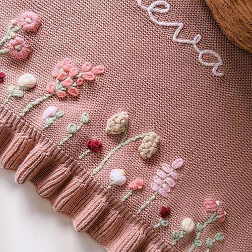 Dusky Pink Wildflower Blanket