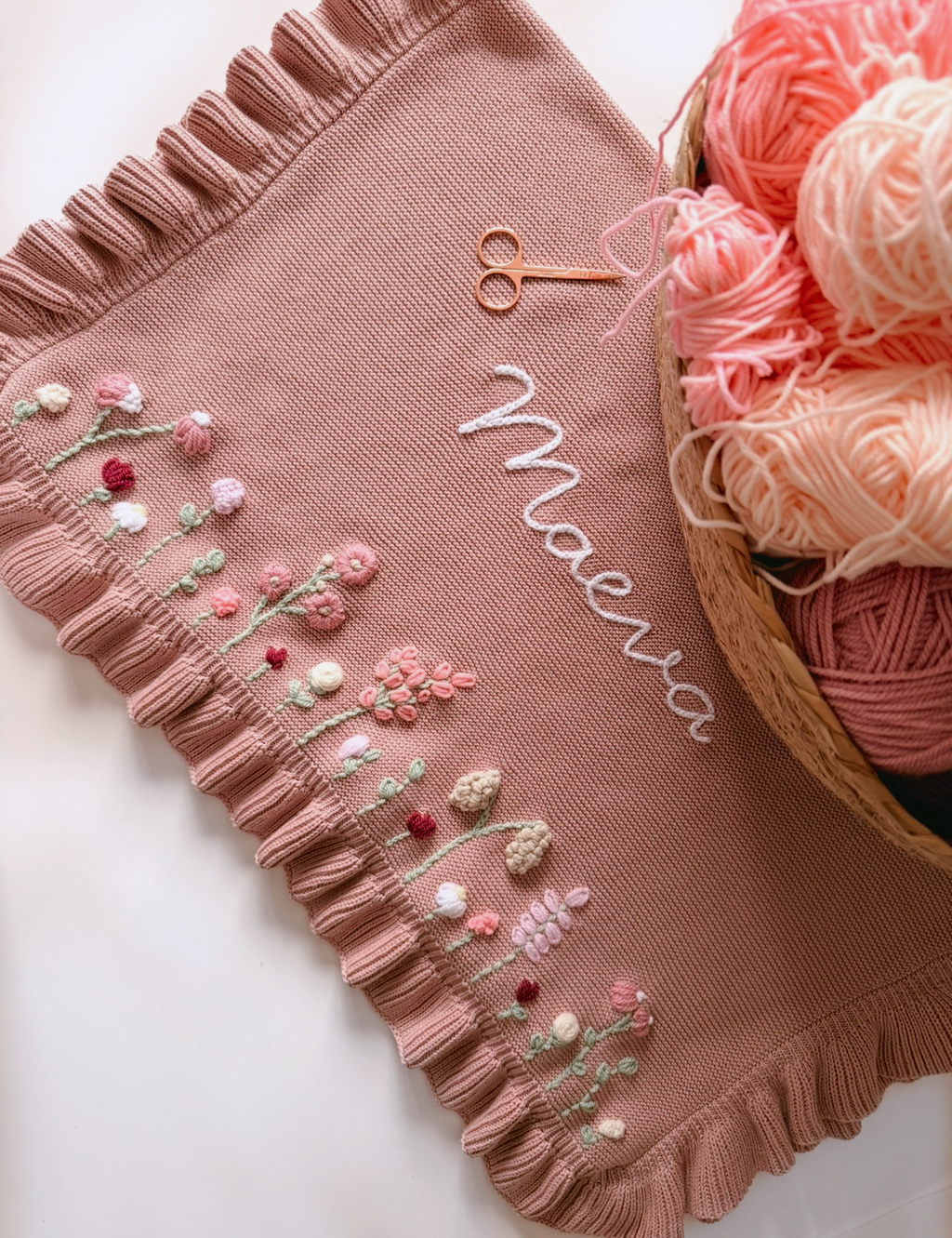 Dusky Pink Wildflower Blanket