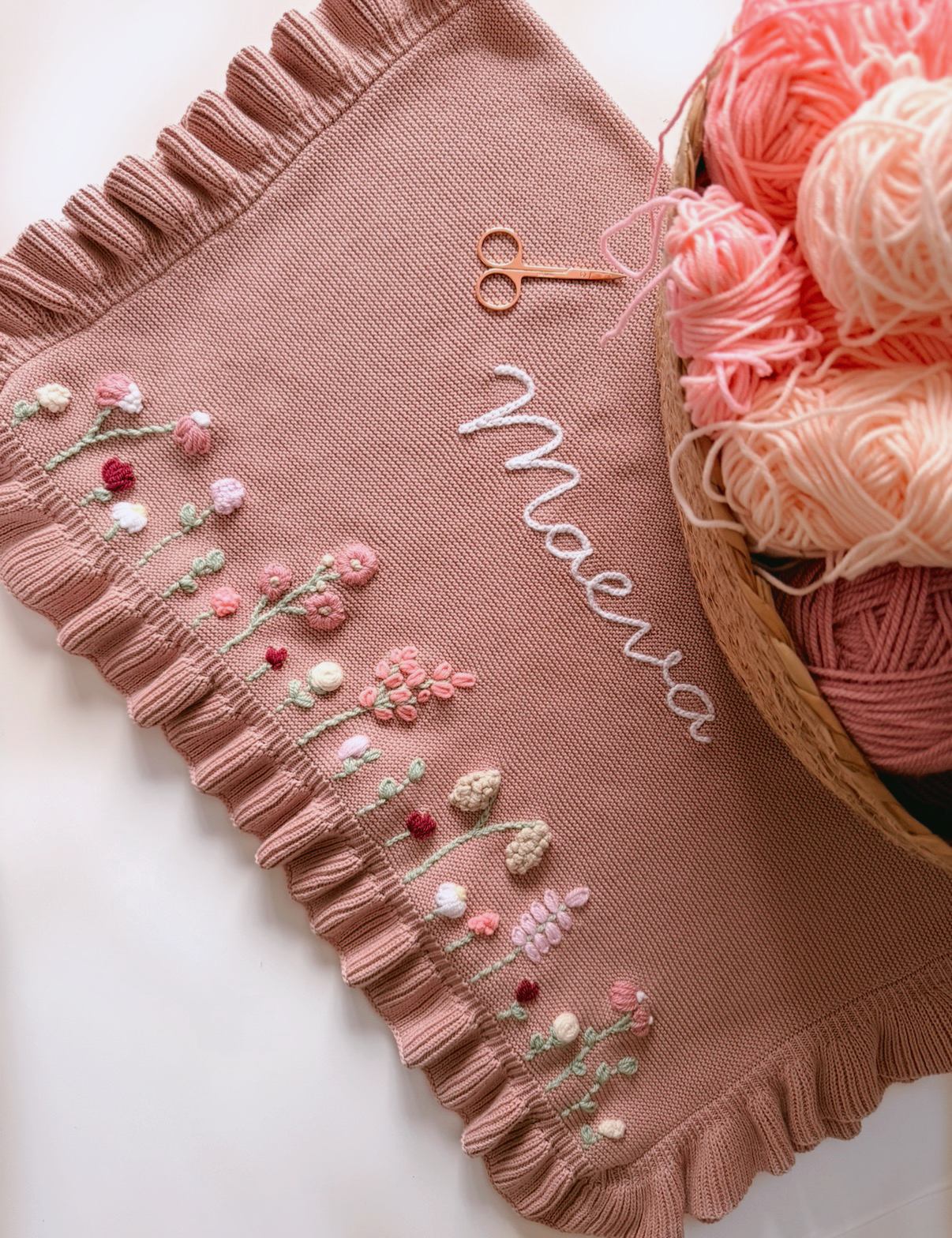 Dusky Pink Wildflower Blanket