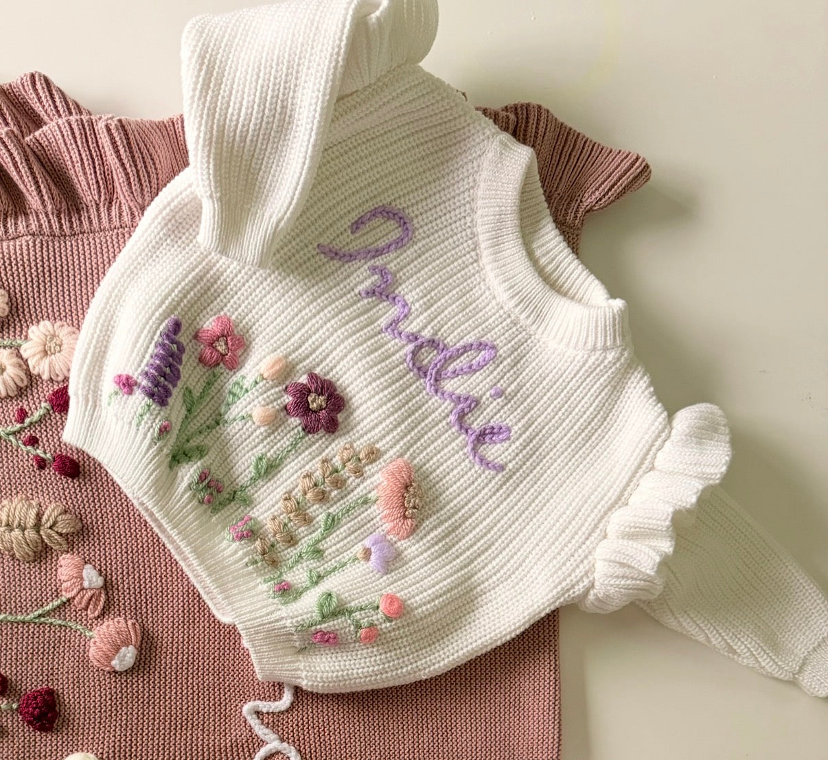 White Wildflower Frill Sleeve Jumper