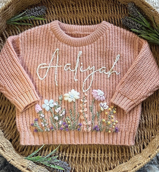 Personalised Floral Embroidered Jumper